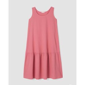 NWT Eileen Fisher Organic Cotton Pucker Tiered Midi Dress